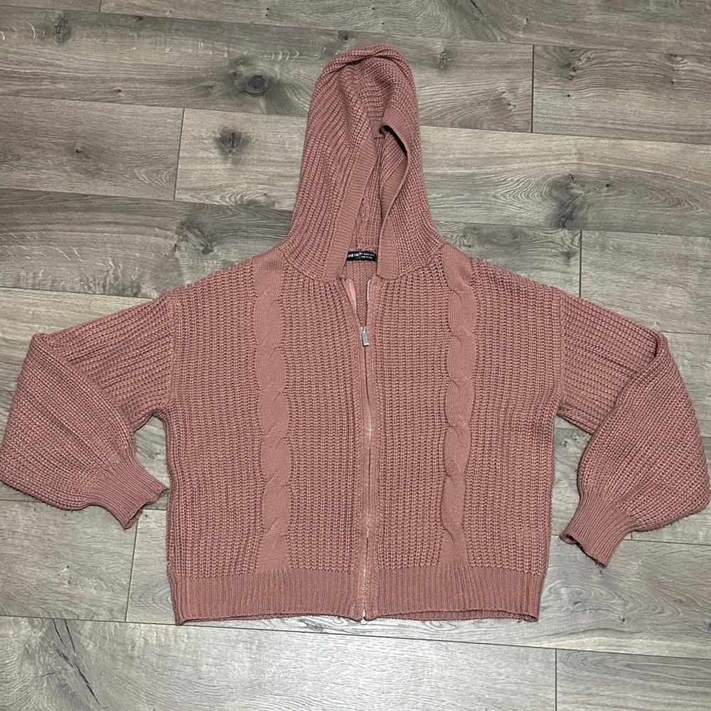 SHEIN Dusty Pink Hooded Cardigan